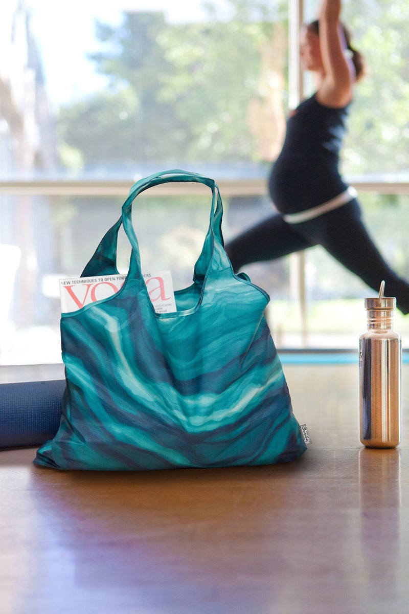 ChicoBag Vita Designer Reusable Tote Bag with Carabiner Clip | Compact Reusable Shopping Bags | Eco Friendly | Calm - Image 4
